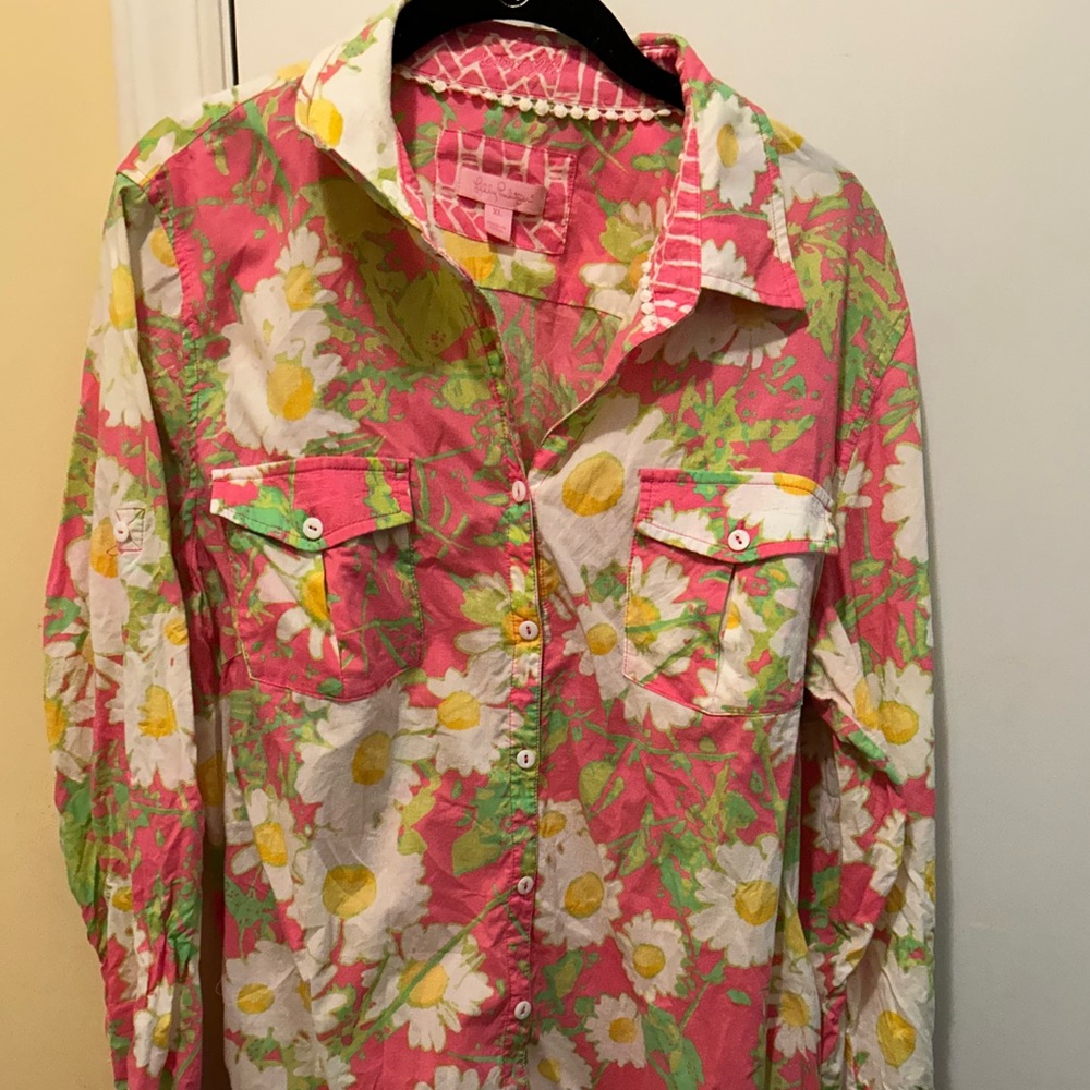 Long sleeve Pink Floral Lilly Pulitzer Shirt